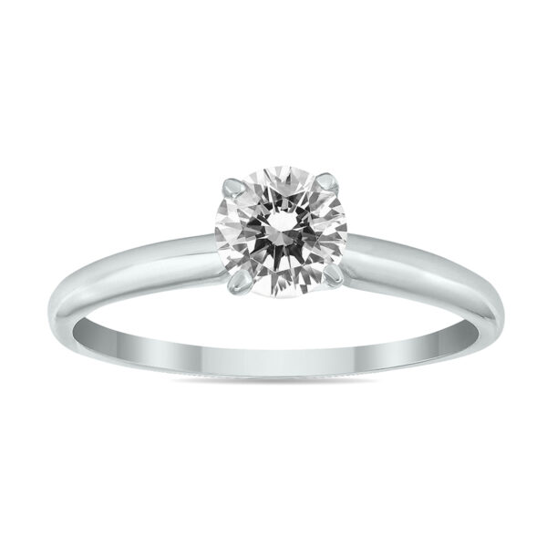 1/3 Carat Round Diamond Solitaire Ring in 14K White Gold- XRR0033C1D
