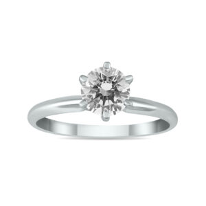 AGS Certified 3/4 Carat Round Diamond Solitaire Ring in 14K White Gold (H-I Color, I1-I2 Clarity)- XRR0075C1AGS2
