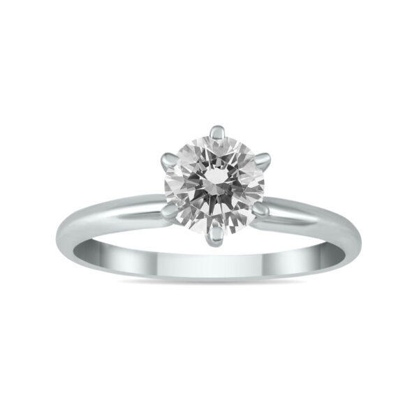 AGS Certified 3/4 Carat Round Diamond Solitaire Ring in 14K White Gold (H-I Color, I1-I2 Clarity)- XRR0075C1AGS2