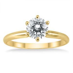 AGS Certified 3/4 Carat Round Diamond Solitaire Ring in 14K Yellow Gold (I-J Color, I2-I3 Clarity)- XRR0075C3AGS1