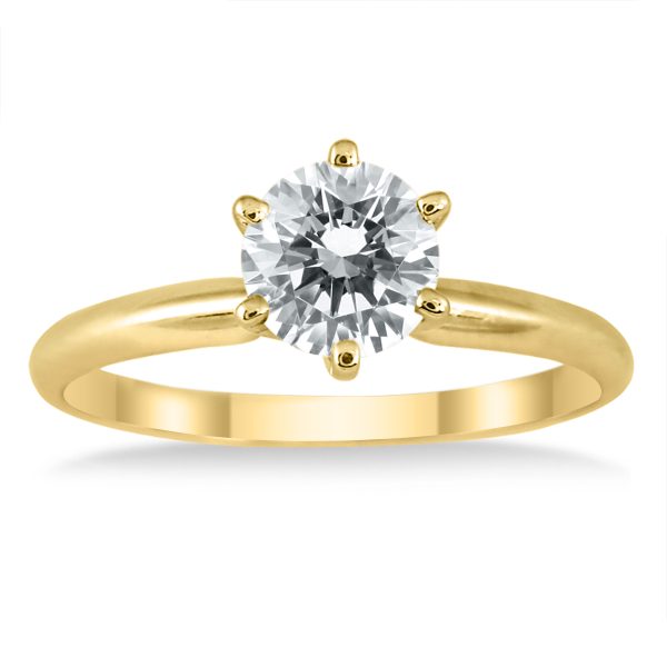 AGS Certified 3/4 Carat Round Diamond Solitaire Ring in 14K Yellow Gold (I-J Color, I2-I3 Clarity)- XRR0075C3AGS1