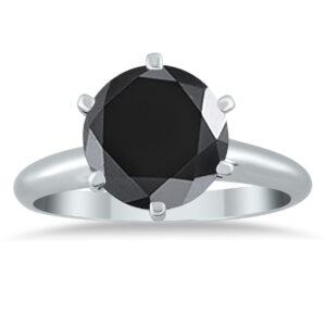 2 1/2 Carat TW Round Black Diamond Solitaire Ring in 14K White Gold- XRR0250BKBK