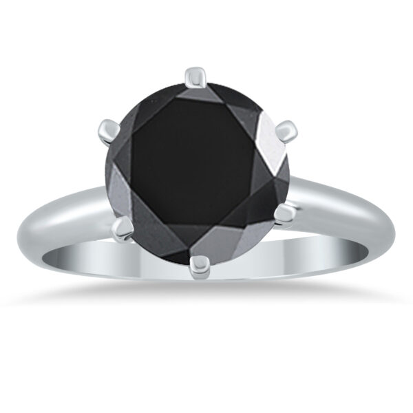 2 1/2 Carat TW Round Black Diamond Solitaire Ring in 14K White Gold- XRR0250BKBK