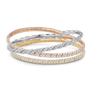 Three-Row Paveflex Bracelet with Diamonds, Size M- sku169571273