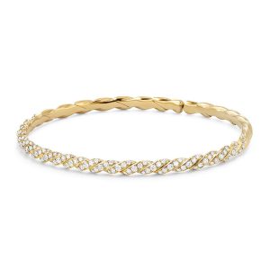3.4mm Paveflex 18K Gold Bracelet with Diamonds, Size L- sku170342387