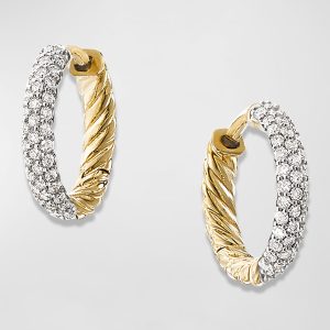 Petite 18k Gold Huggie Earrings with Diamonds- sku194812817