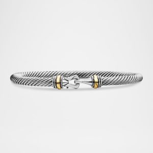 Cable Buckle Bracelet with 18K Gold in Silver, 4mm, Size S- sku180560426