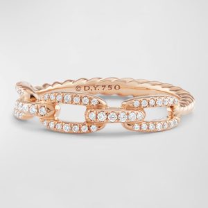 Stax Pave Diamond Chain Link Ring in 18K Rose Gold, Size 8- sku168380664