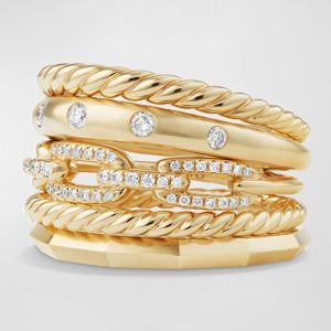 Stax 18k Gold Wide Ring with Diamonds, Size 7- sku167460874