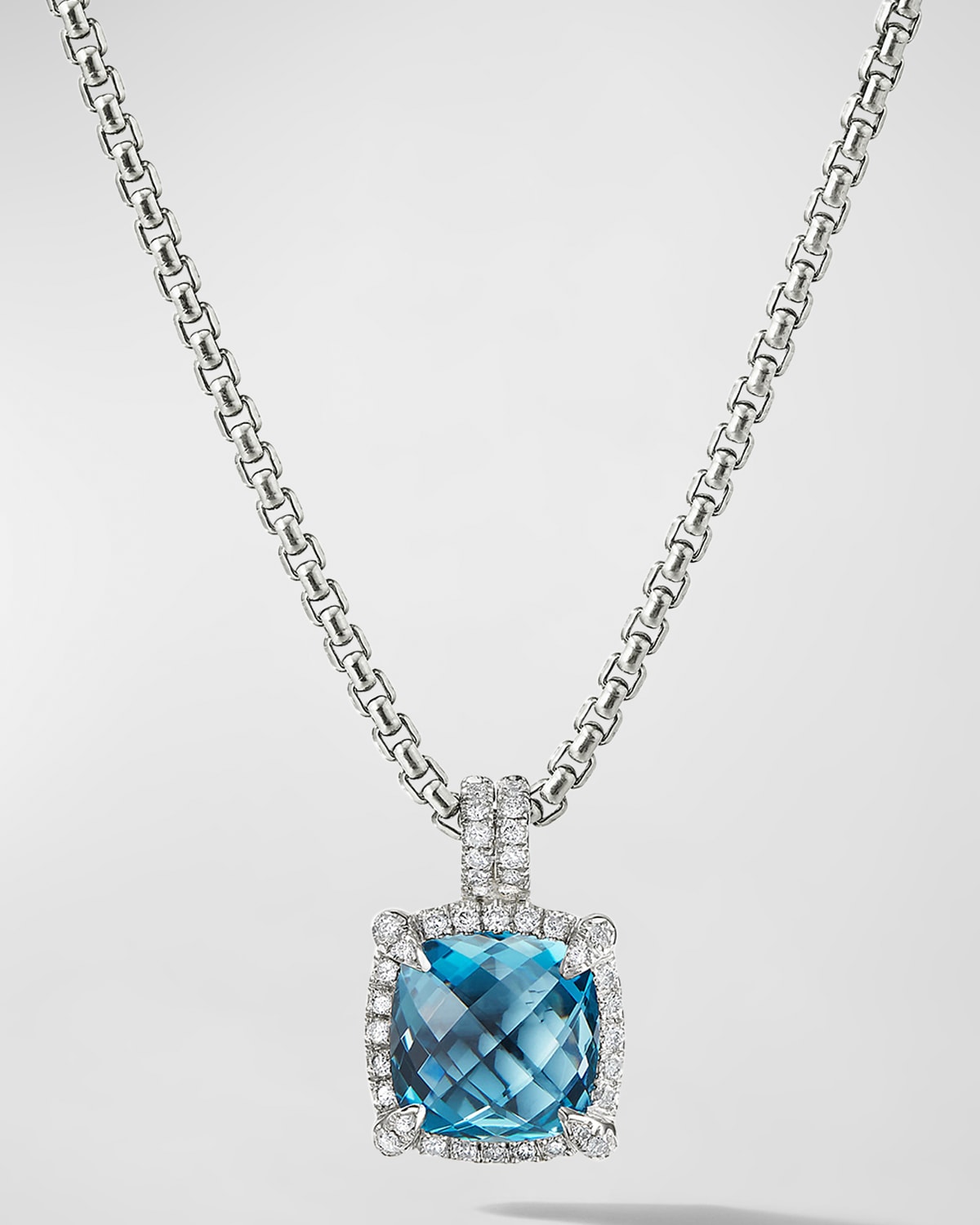 9mm Chatelaine Hampton Blue Topaz Pendant Necklace with Diamonds- sku170371510