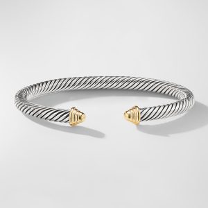 Cable Bracelet in Silver with 14K Gold, 5mm- sku106630138