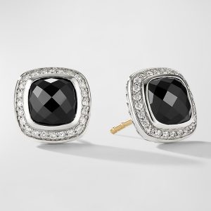 Albion Stud Earrings with Gemstone and Diamonds in Silver, 7mm- sku169633110