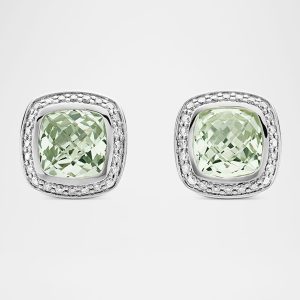 Albion Stud Earrings with Gemstone and Diamonds in Silver, 7mm- sku155931113