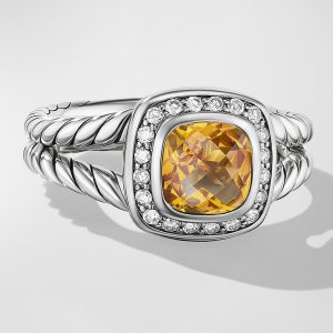Petite Albion Ring with Gemstone and Diamonds in Silver, 7mm- sku168180672