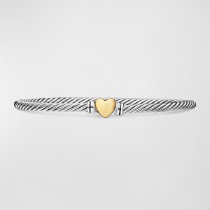 Cable Collectibles Heart Bracelet in Silver with 18K Gold, 3mm- sku118490001