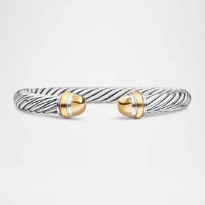 Cable Bracelet with Gemstone and 14K Gold in Silver, 7mm- sku170375227