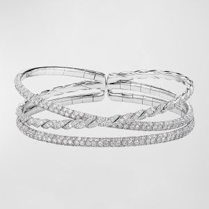 Three-Row Paveflex Bracelet in 18k White Gold with Diamonds, Size M- sku192294482