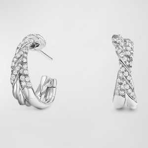 18k Paveflex Diamond Hoop Earrings, 1.0tcw- sku171292252