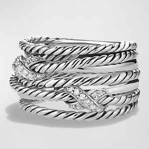 Double X Crossover Ring with Diamonds- sku35150052