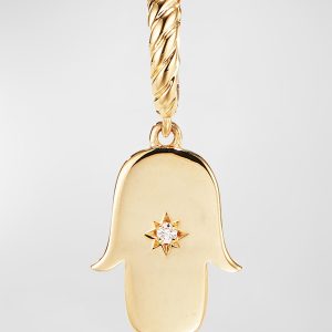 Hamsa Pendant with Center Diamond in 18K Gold, 26mm- sku177360093