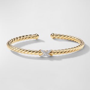 18k Gold Diamond-X Cablespira Bracelet, Size S- sku192080096