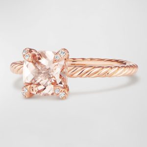 Chatelaine Rose Gold Ring with Morganite & Diamonds, Size 7- sku180210677