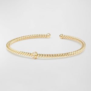 Cablespira 18k Gold Flex Bracelet with Diamond Center Station, Size M- sku177340380