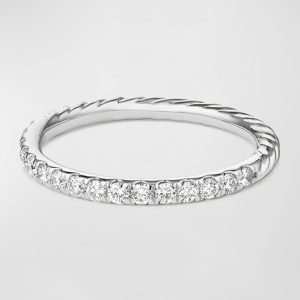 Cable Collectibles Pave Diamond Band Ring in 18K White Gold, Size 6- sku177470013