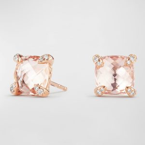 Chatelaine 18k Rose Gold Stud Earrings w/ Morganite- sku180210672