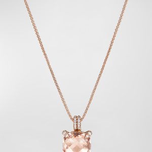 Chatelaine Pendant Necklace with Gemstone and Diamonds in 18K Rose Gold, 11mm- sku180210674