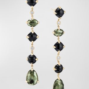 Chatelaine Drop Earrings with Gemstones in 18K Gold, 44mm- sku181950106