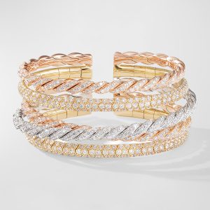 Paveflex Five Row Bracelet with Diamonds in 18K Golds, 73mm, Size M- sku182520275