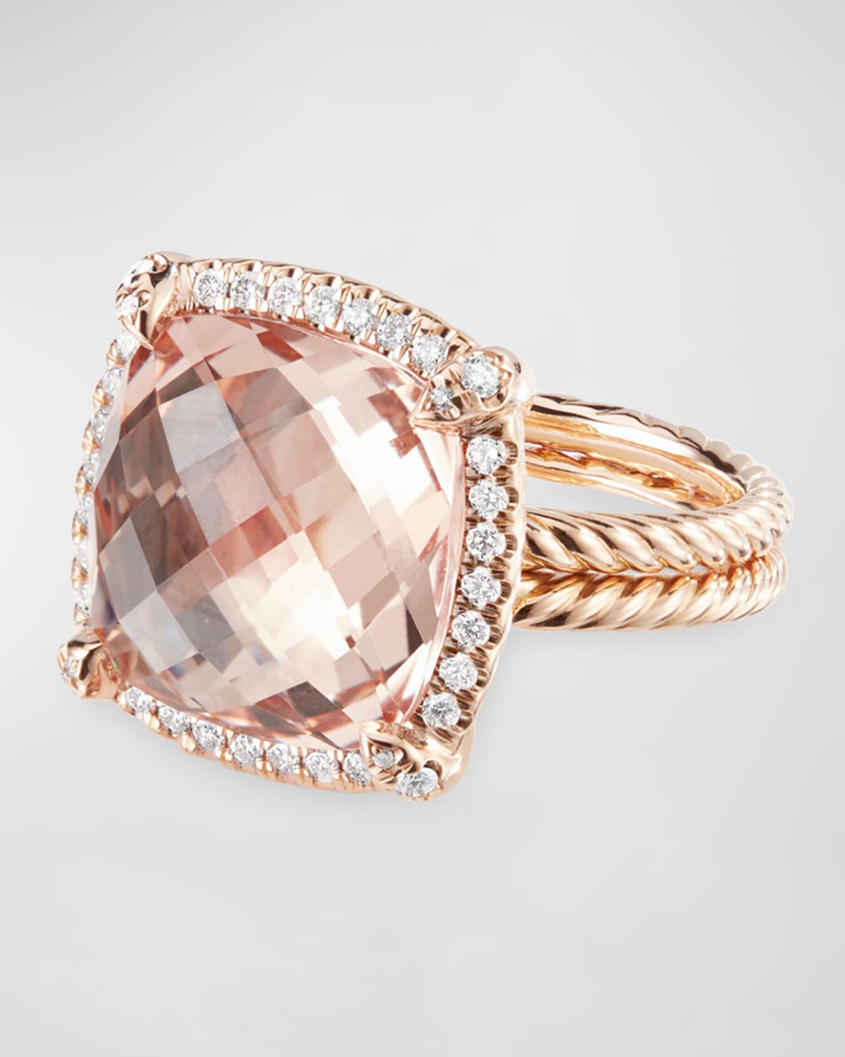 Chatelaine 18k Rose Gold 14mm Morganite Ring, Size 6- sku182903775
