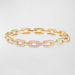 Stax Link Bracelet with Diamonds in 18K Gold, 7mm, Size L- sku183301029