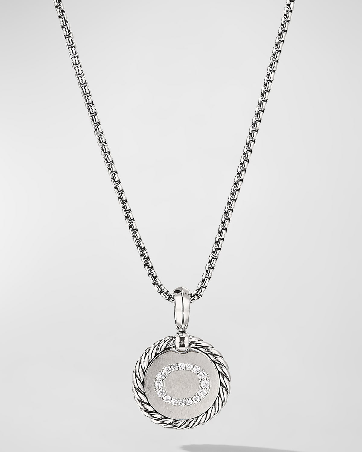 18mm Initial Cable Collectibles Charm Necklace with Diamonds in Silver- sku183061709