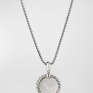 18mm Initial Cable Collectibles Charm Necklace with Diamonds in Silver- sku183050846