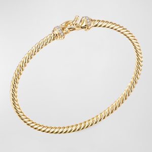 18k Buckle Bracelet w/ Diamonds, Medium- sku185470043