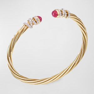Helena 18k Ruby & Diamond Wrapped Bangle, Size L- sku186540017