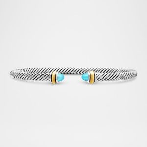 Cable Bracelet with Gemstone in Silver with 18K Gold, 4mm- sku186810285