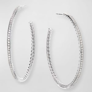 Large Hoop Earrings w/ Pave Diamonds- sku188233978