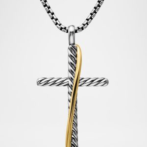 Crossover Cross Necklace w/ 18k Gold- sku191581195