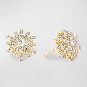 Starburst 18k Yellow Gold Diamond Pave Small Stud Earrings- sku192410014