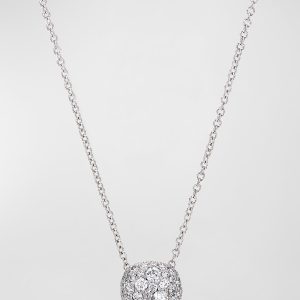 18k White Gold Diamond Cushion Pendant Necklace- sku190740068