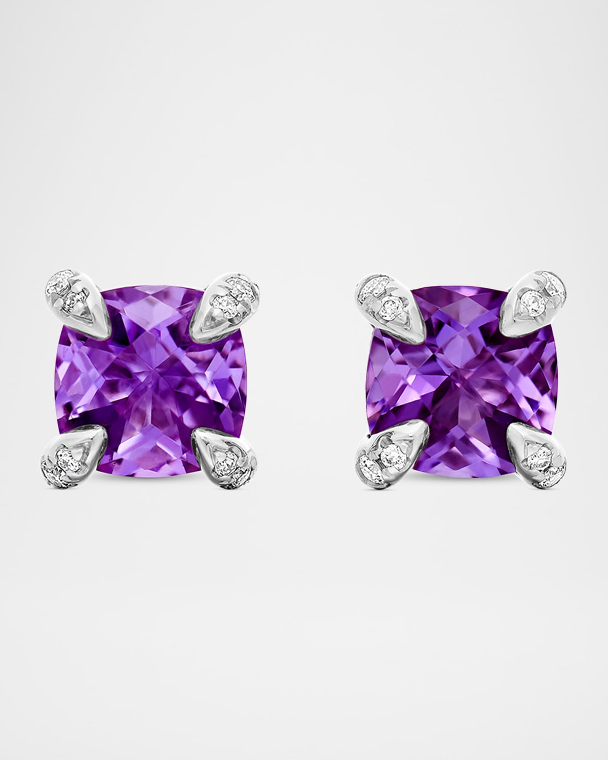 Chatelaine Stud Earrings with Gemstsones and Diamonds in Silver, 6mm- sku191020219