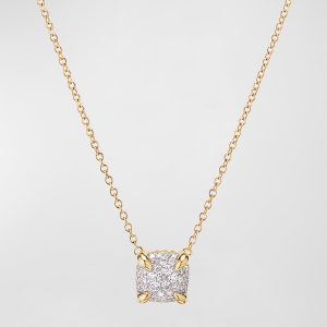 Chatelaine Pendant Necklace in 18K Yellow Gold with Full Pave Diamonds, 7mm- sku192900006