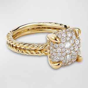 Chatelaine Ring in 18K Yellow Gold with Full Pave Diamonds, 11mm, Size 8- sku192900008