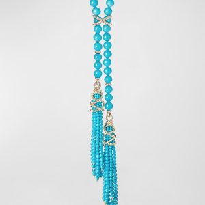 Helena Turquoise Tassel Necklace with Diamonds- sku193250014