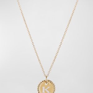 Cable Collectibles Initial K Pendant Necklace with Diamonds in 18K Gold, 10mm, 16-18"L- sku167756336