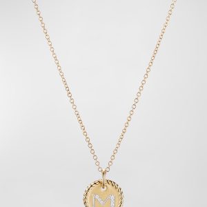 Cable Collectibles Initial M Pendant Necklace with Diamonds in 18K Gold, 10mm, 16-18"L- sku167140406