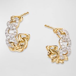 Belmont Huggie Hoop Earrings in 18k Gold with Diamonds- sku193770019